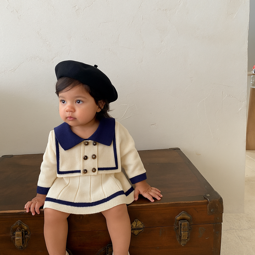Sailor Collar Knit Dress - A00301