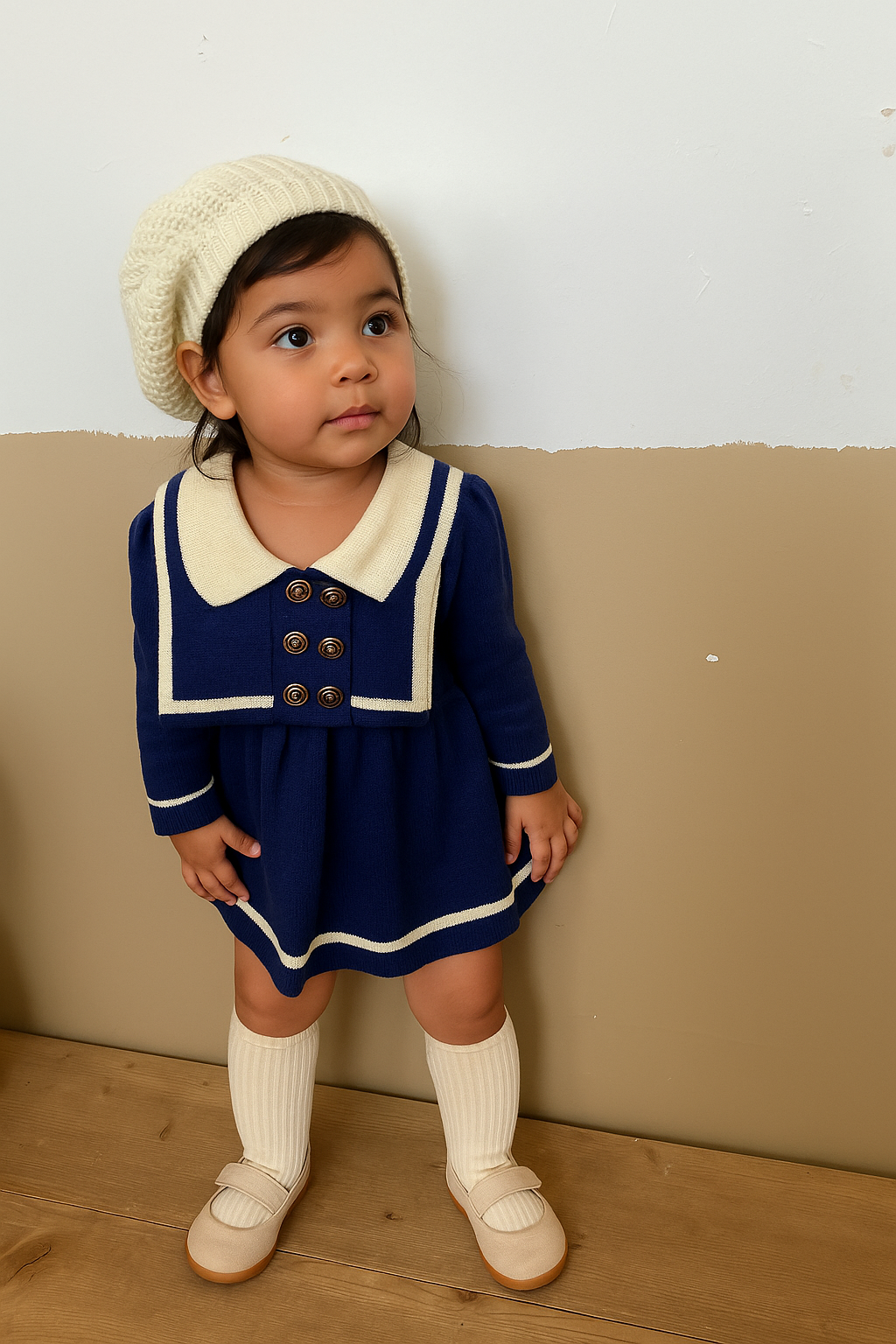 Sailor Collar Knit Dress - A00302