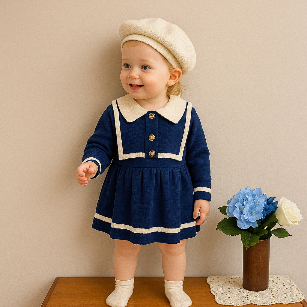 Sailor Collar Knit Dress - A00302