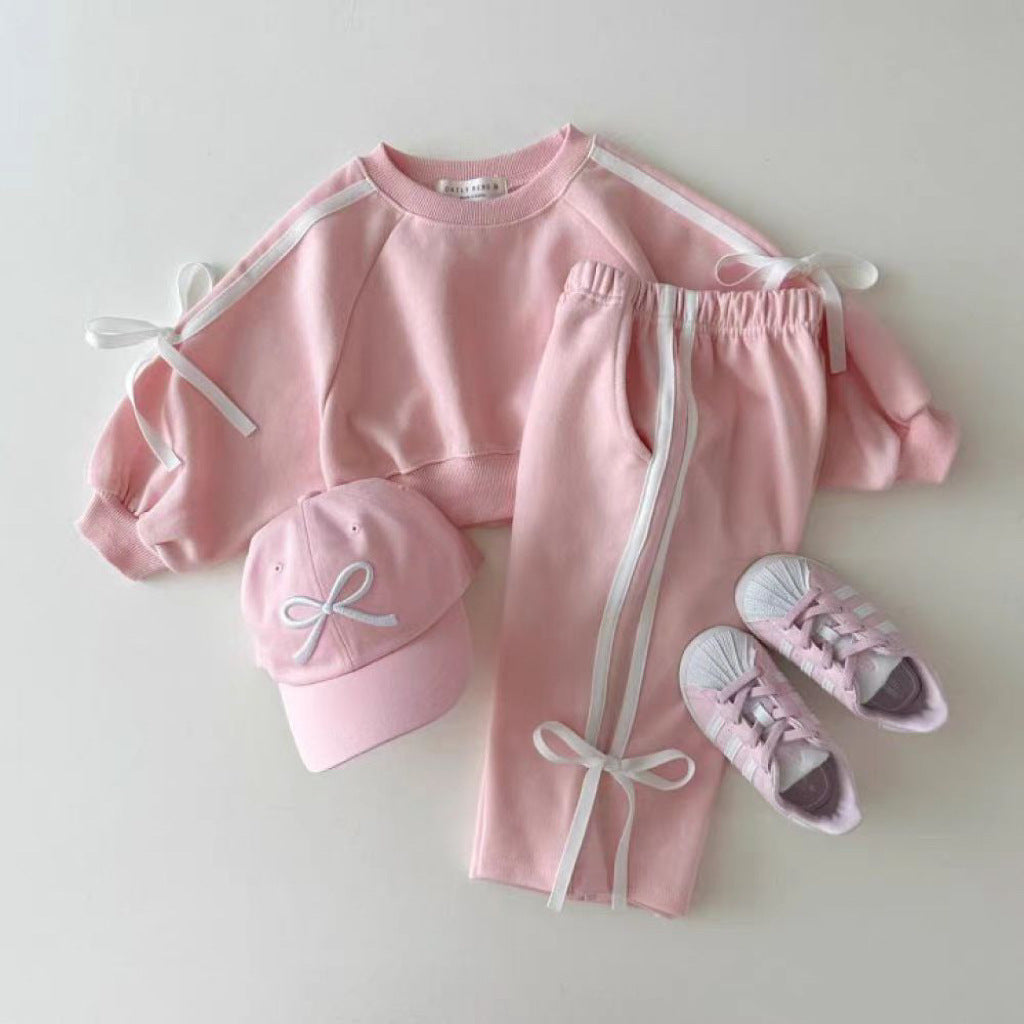 Bow-Accent Athletic 2 Pieces Set - A002