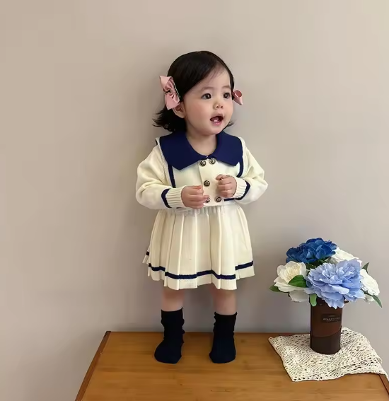 Sailor Collar Knit Dress - A00301