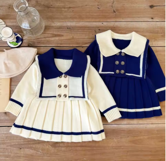 Sailor Collar Knit Dress - A00301