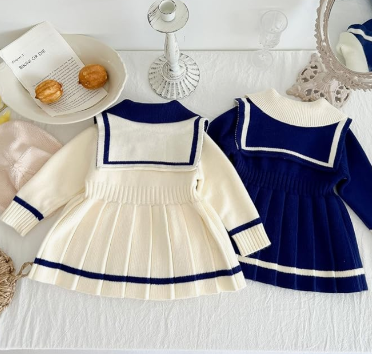 Sailor Collar Knit Dress - A00301