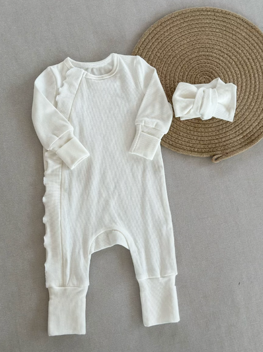 Hush Zip-Up -Cotton White 2-Pieces-Set - A01502