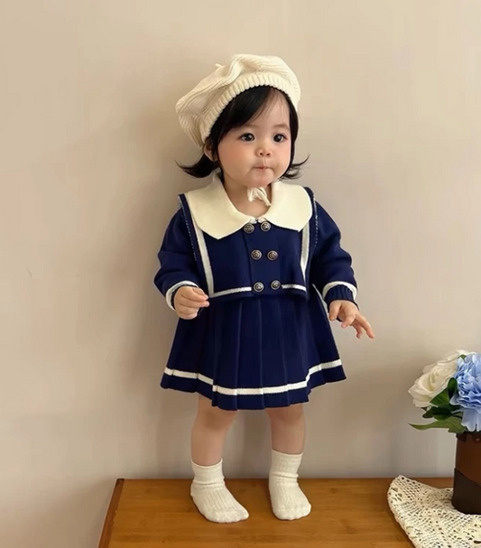 Sailor Collar Knit Dress - A00302